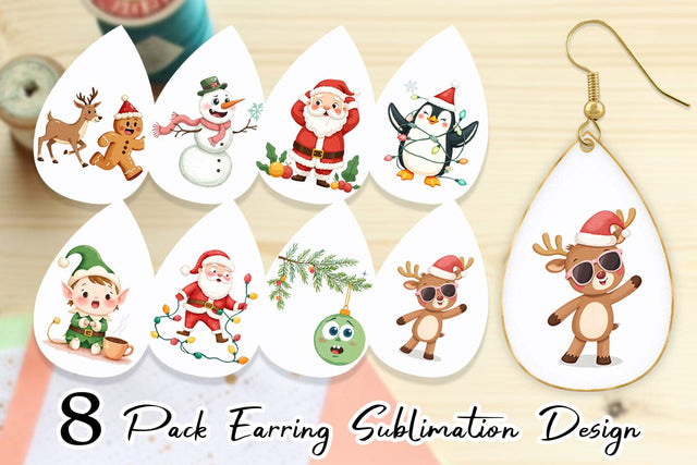 Earring Funny Christmas Sublimation artnoy 