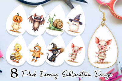 Earring Funny Spooky Faces Sublimation artnoy 
