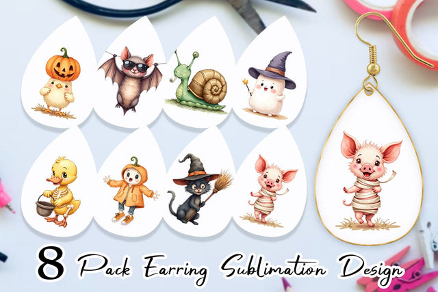 Earring Funny Spooky Faces Sublimation artnoy 