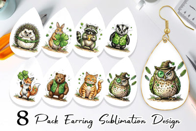 Earring Funny St Patricks Animal Sublimation artnoy 
