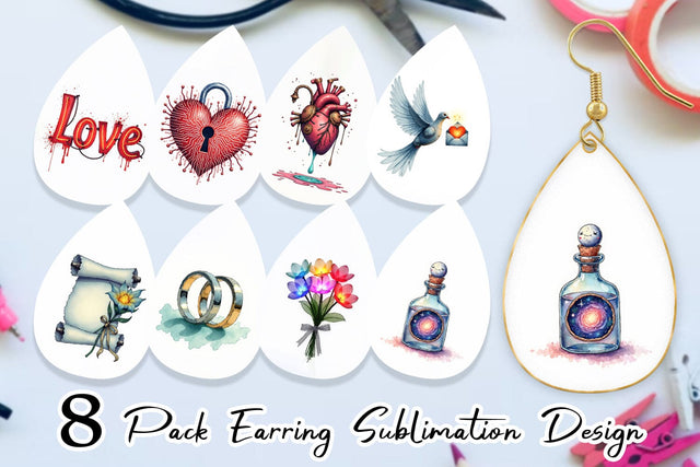 Earring Galactic Affection Sci-Fi Love Symbols Sublimation artnoy 