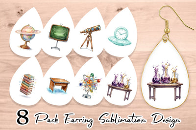 Earring Galactic Classroom Decor Watercolor Sublimation artnoy 