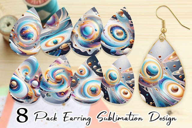 Earring Galaxy with Planets Sublimation artnoy 