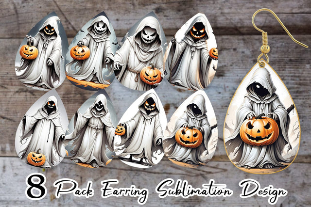 Earring Ghost and Pumpkin Sublimation artnoy 