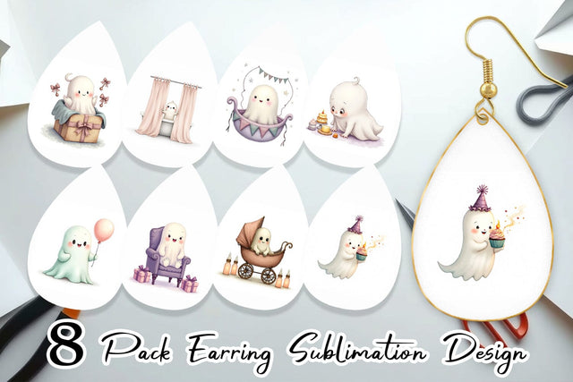 Earring Ghost Baby Shower Sublimation artnoy 