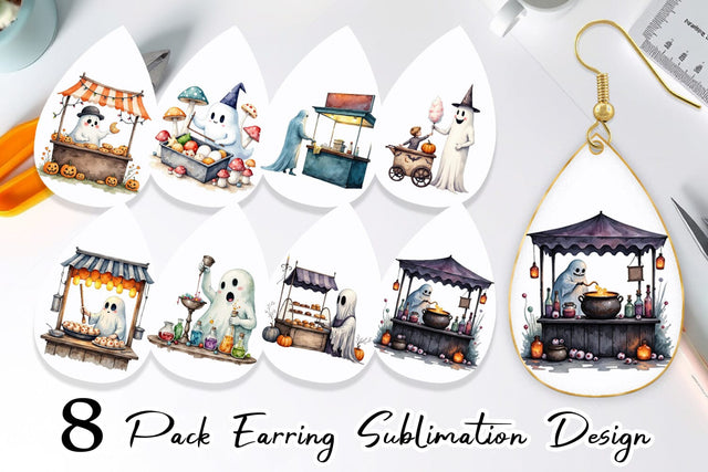 Earring Ghost Food Stalls Sublimation artnoy 