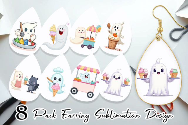 Earring Ghost Ice Cream Sublimation artnoy 