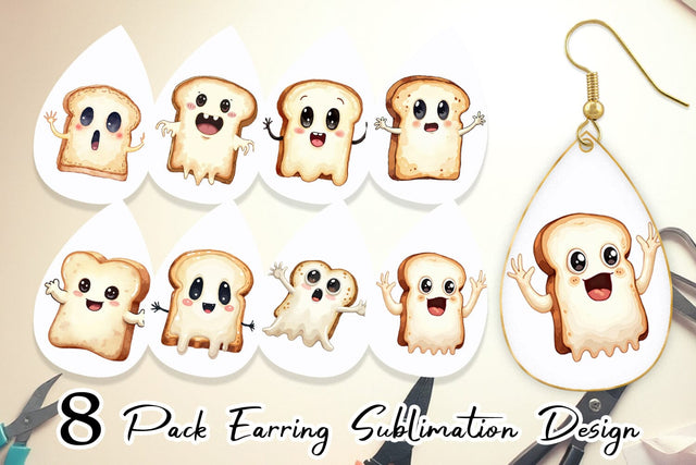 Earring Ghost Toast Sublimation artnoy 