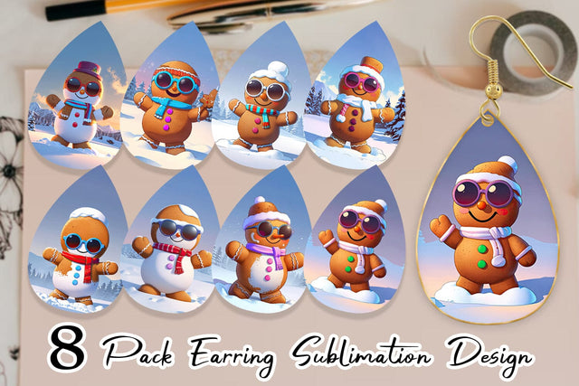 Earring Gingerbread Christmas Sublimation artnoy 