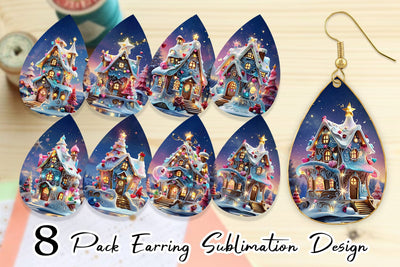 Earring Gingerbread House Sublimation artnoy 