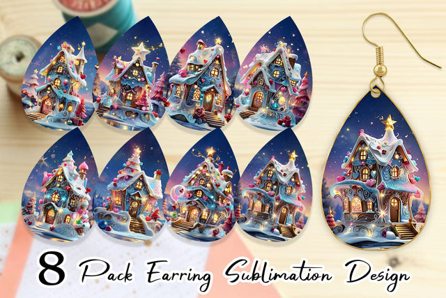 Earring Gingerbread House Sublimation artnoy 