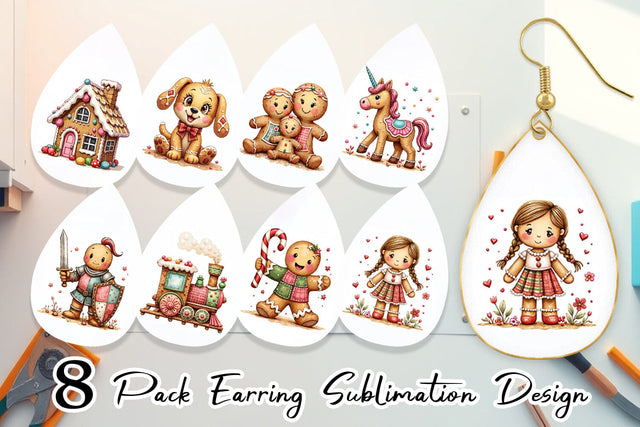 Earring Gingerbread Patchwork Delights Sublimation artnoy 