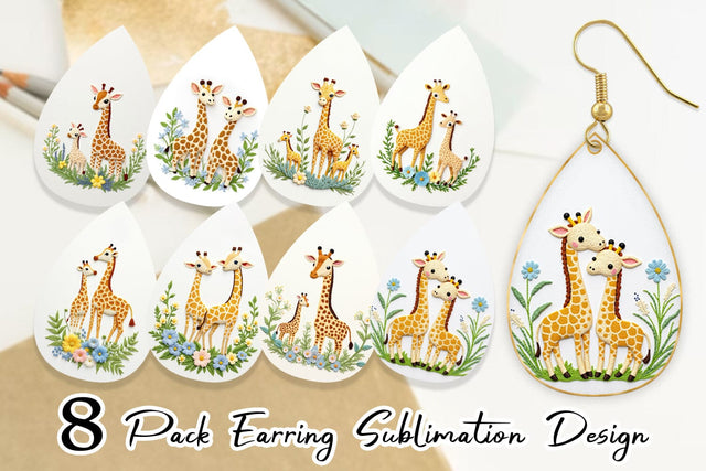 Earring Giraffe Embroidery Sublimation artnoy 