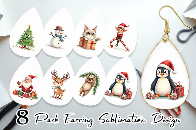 Earring Glaring Christmas Crew Sublimation artnoy 