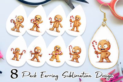 Earring Glaring Gingerbread Man Sublimation artnoy 