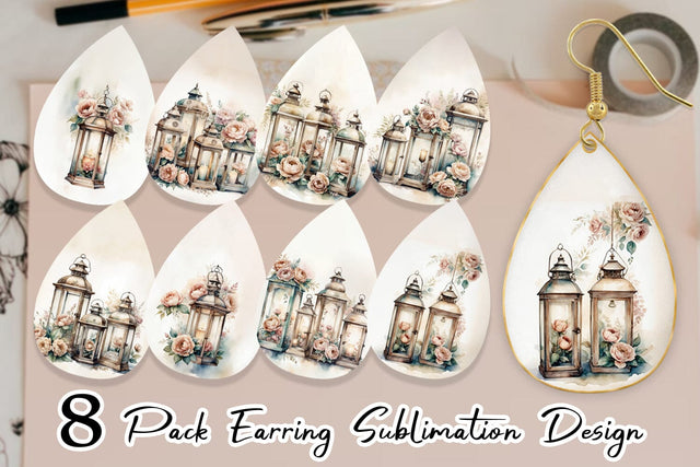 Earring Glass Lantern Sublimation artnoy 