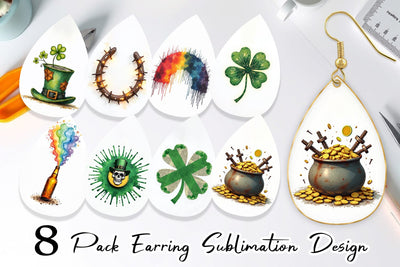 Earring Glitch & Gold Surreal St. Patrick's Day Lucky Charms Sublimation artnoy 