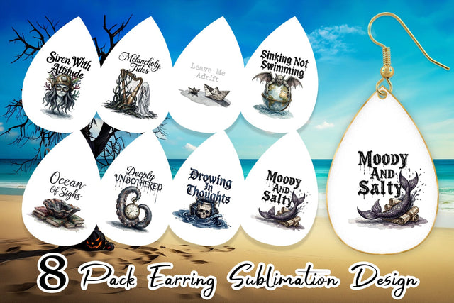 Earring Gloomy Siren Goth Summer Quote Sublimation artnoy 