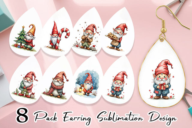 Earring Gnome Christmas Delights Sublimation artnoy 