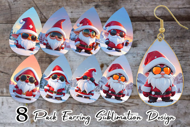 Earring Gnome Christmas Sublimation artnoy 