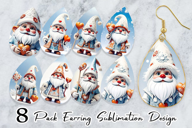 Earring Gnome Christmas Sublimation artnoy 