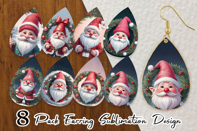 Earring Gnome Claus Sublimation artnoy 