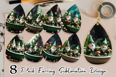 Earring Gnome in the Bathtub Sublimation artnoy 