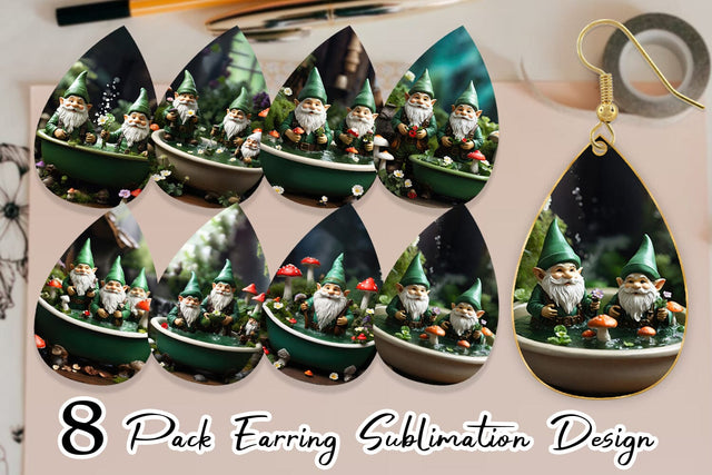 Earring Gnome in the Bathtub Sublimation artnoy 