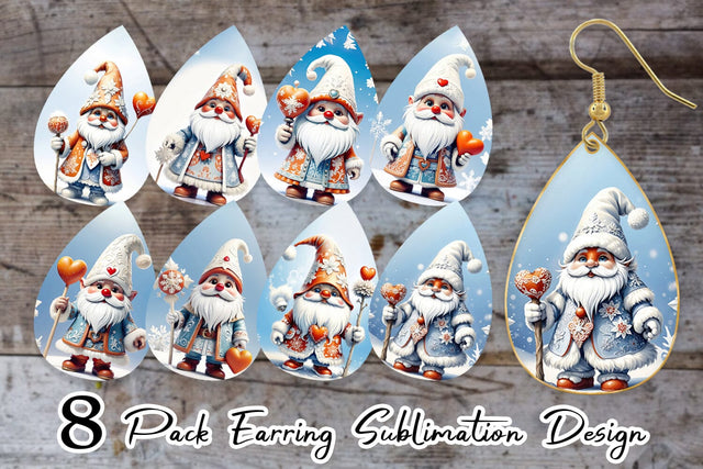 Earring Gnome Winter Sublimation artnoy 