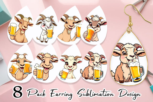 Earring Goat Beer Day Sublimation artnoy 