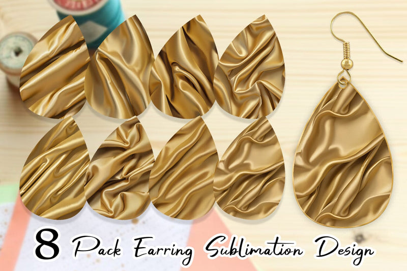 Earring Gold Silk Pattern Sublimation artnoy 