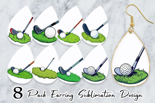 Earring Golf Club Sublimation artnoy 