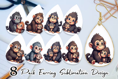 Earring Gorilla Mother's Day Sublimation artnoy 