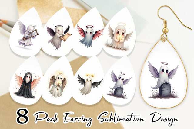 Earring Gothic Angel Ghosts Sublimation artnoy 