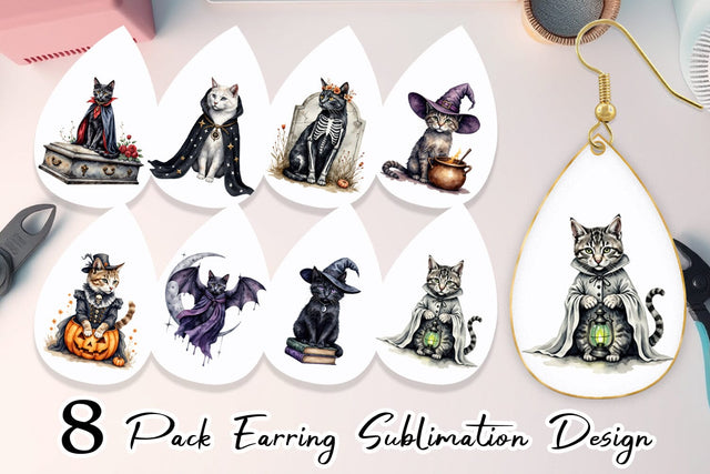 Earring Gothic Catloween Sublimation artnoy 