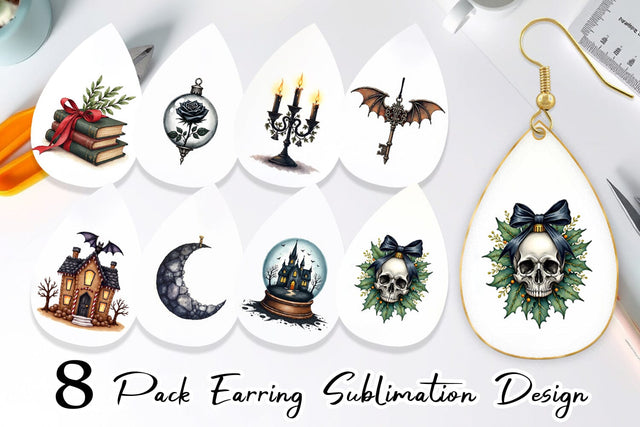 Earring Gothic Elegance Watercolor Christmas Sublimation artnoy 