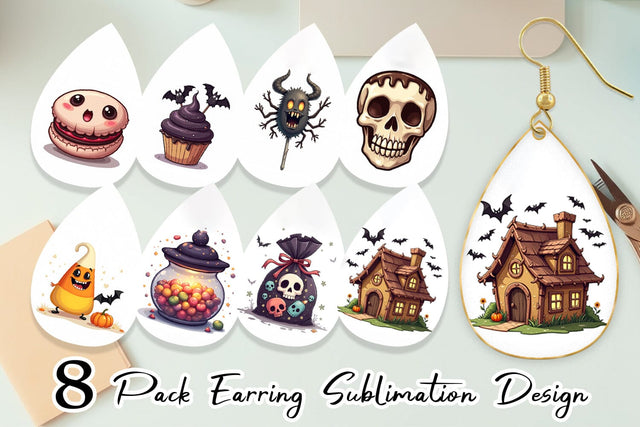 Earring Gothic Halloween Candies and Treats Sublimation artnoy 