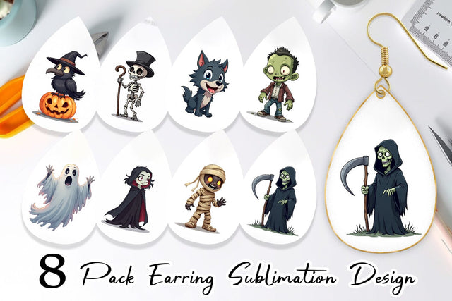 Earring Gothic Halloween Characters Sublimation artnoy 
