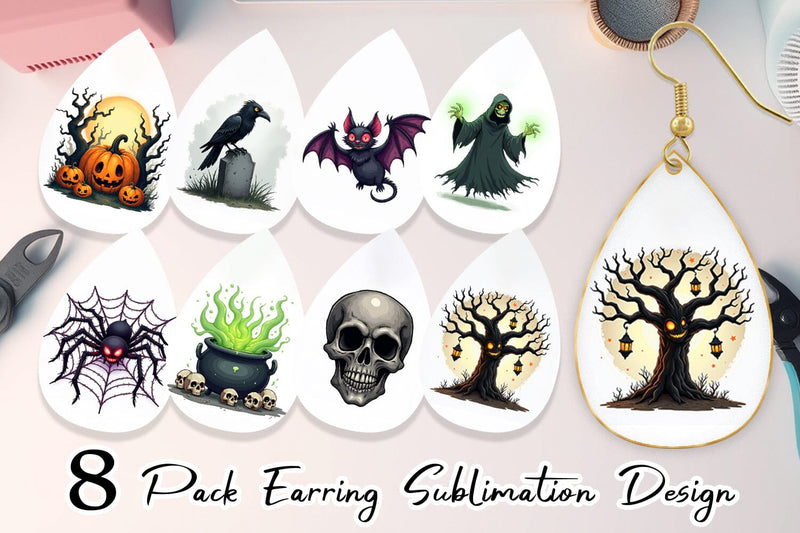 Earring Gothic Halloween Creatures Sublimation artnoy 