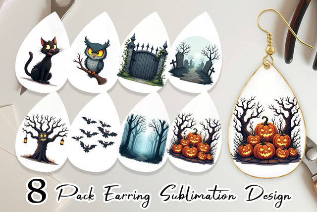 Earring Gothic Halloween Haunted Forest Sublimation artnoy 