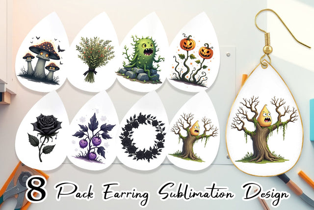 Earring Gothic Halloween Plants and Herbs Sublimation artnoy 