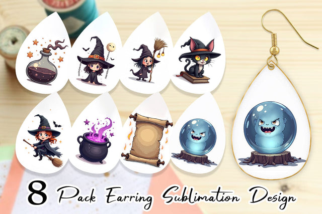 Earring Gothic Halloween Witches Sublimation artnoy 