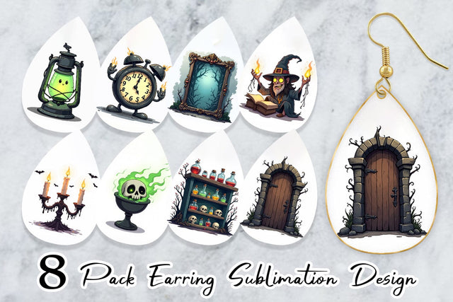 Earring Gothic Haunted Objects Sublimation artnoy 