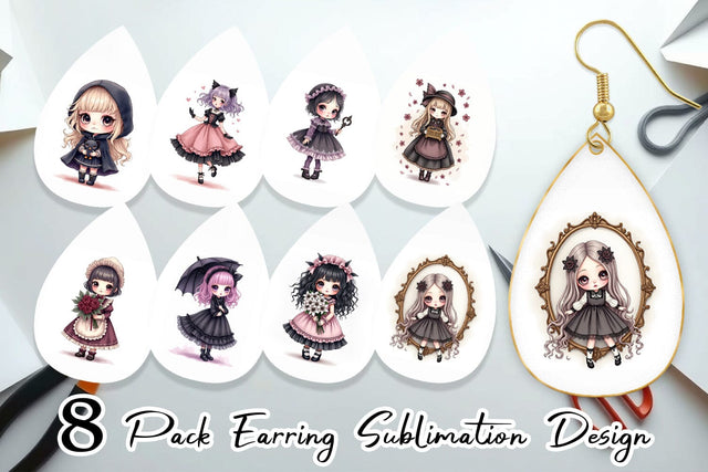 Earring Gothic Lolita Dolls Sublimation artnoy 