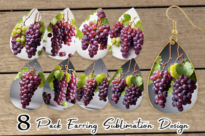 Earring Grapes Fruit Sublimation artnoy 