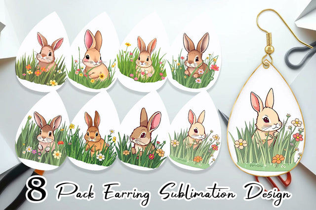 Earring Grass Bunny Sublimation artnoy 