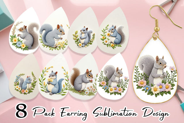 Earring Grey Squirrel Sublimation artnoy 