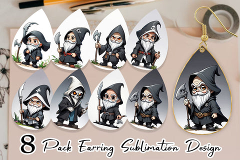 Earring Grim Reaper Gnome Sublimation artnoy 