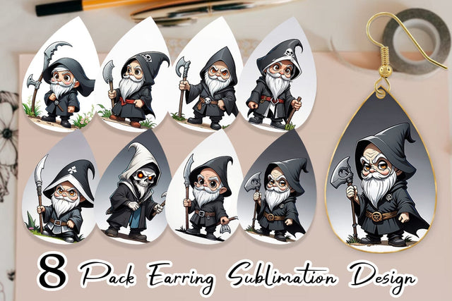 Earring Grim Reaper Gnome Sublimation artnoy 