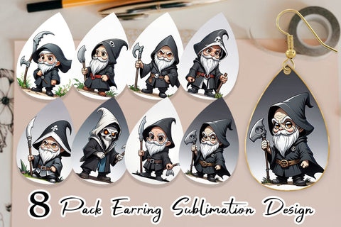 Earring Grim Reaper Gnome Sublimation artnoy 